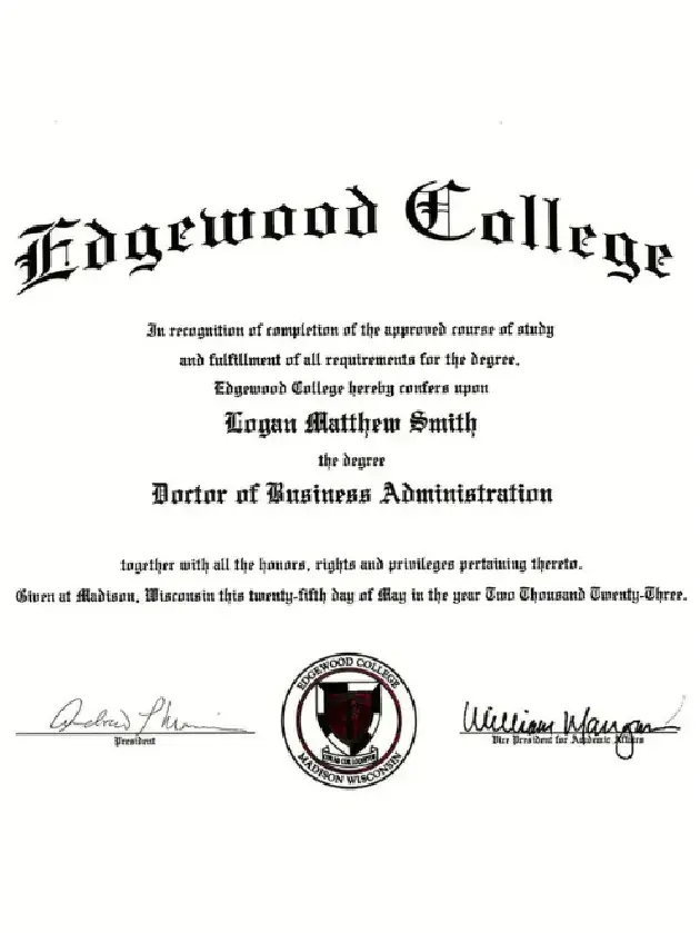 Edgewood Sample Certificate
