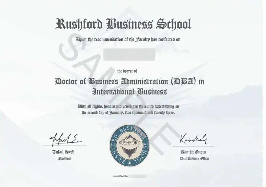 Rushford Sample Certificate