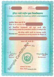 IGNOU Sample Certificate